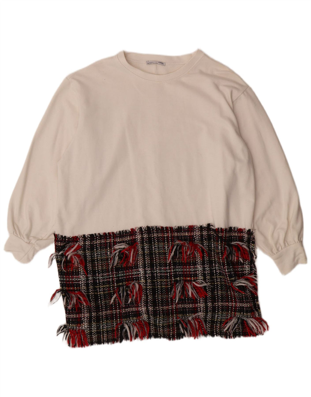 ZARA moletom feminino oversized jumper UK 14 médio branco colorblock