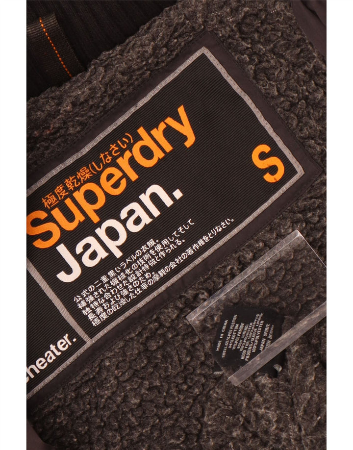 Casaco corta-vento com capuz feminino Superdry UK 10 poliéster preto pequeno