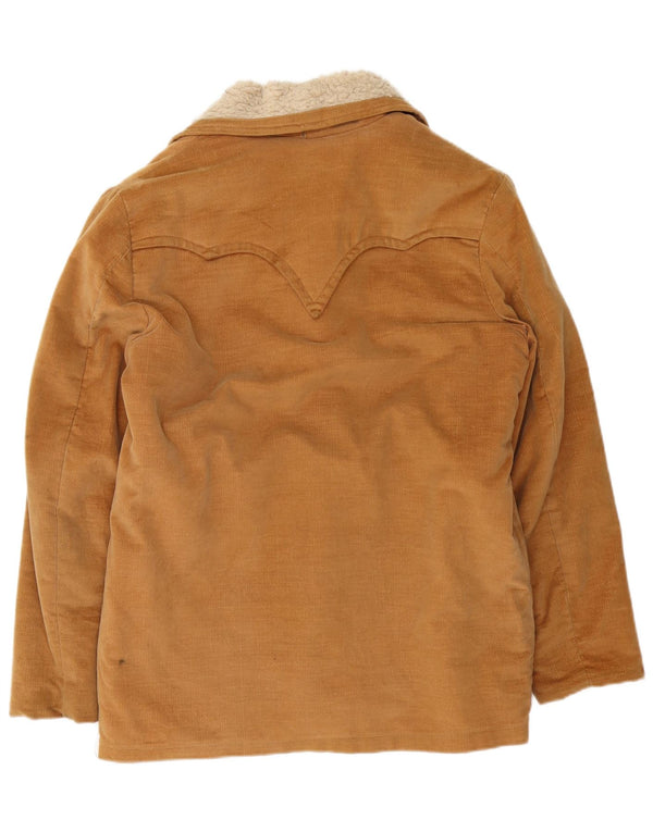 Jaqueta Sherpa masculina vintage Reino Unido 40 grande bloco colorido marrom