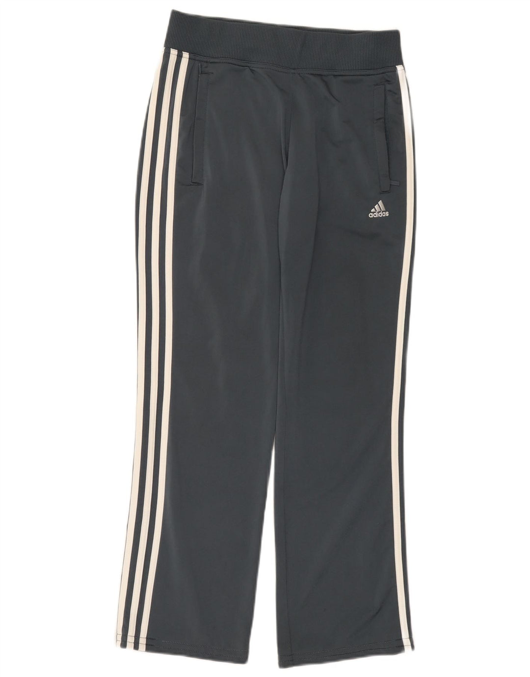Calças de treino femininas Adidas UK 10 poliéster cinza pequeno