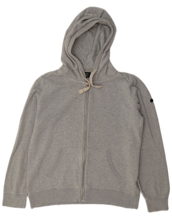 Suéter feminino Superdry com capuz e zíper Reino Unido 14 grande cinza