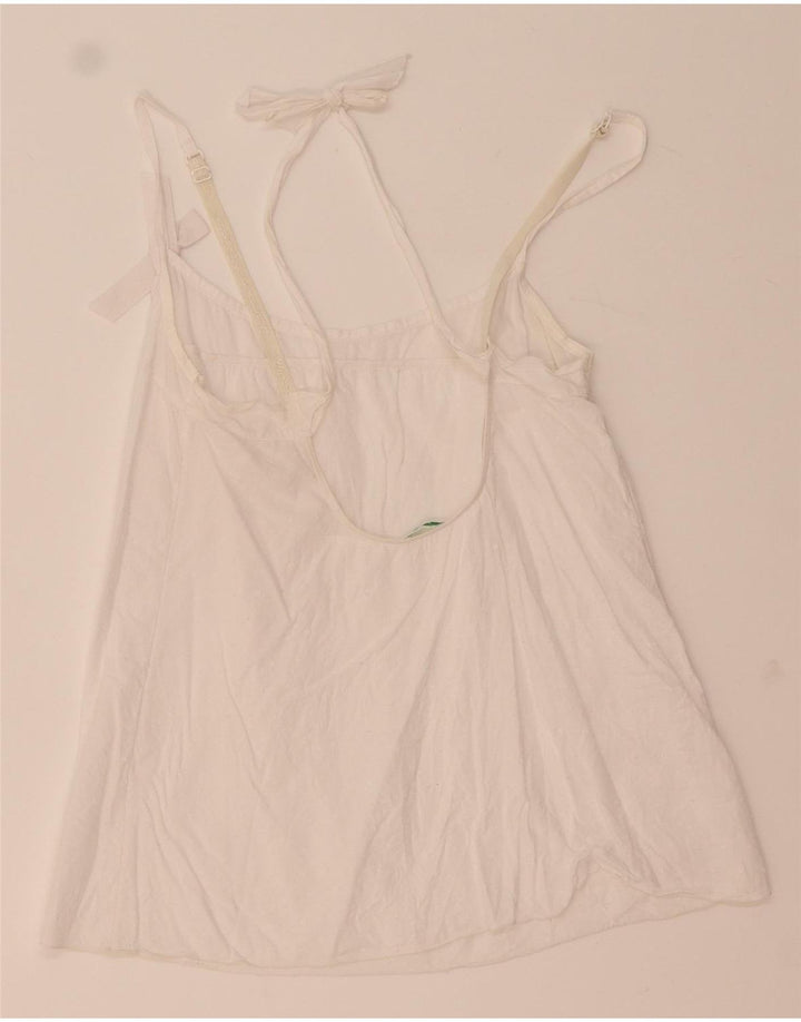 Benetton Crop Cami Top Mulher UK 4 XS Branco
