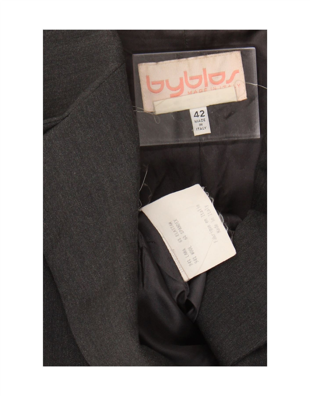 Jaqueta blazer feminina Byblos com peito duplo IT 42 lã cinza médio