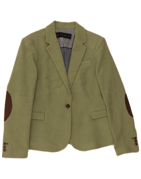 Jaqueta blazer feminina Zara com 1 botão Reino Unido 18 XL algodão verde
