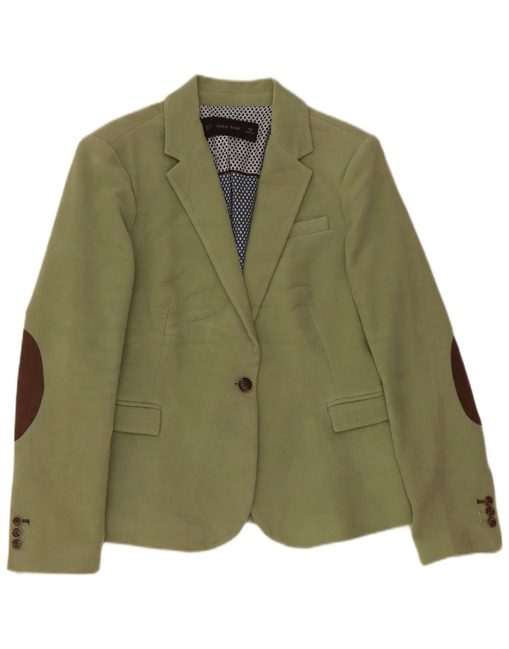 Jaqueta blazer feminina Zara com 1 botão Reino Unido 18 XL algodão verde