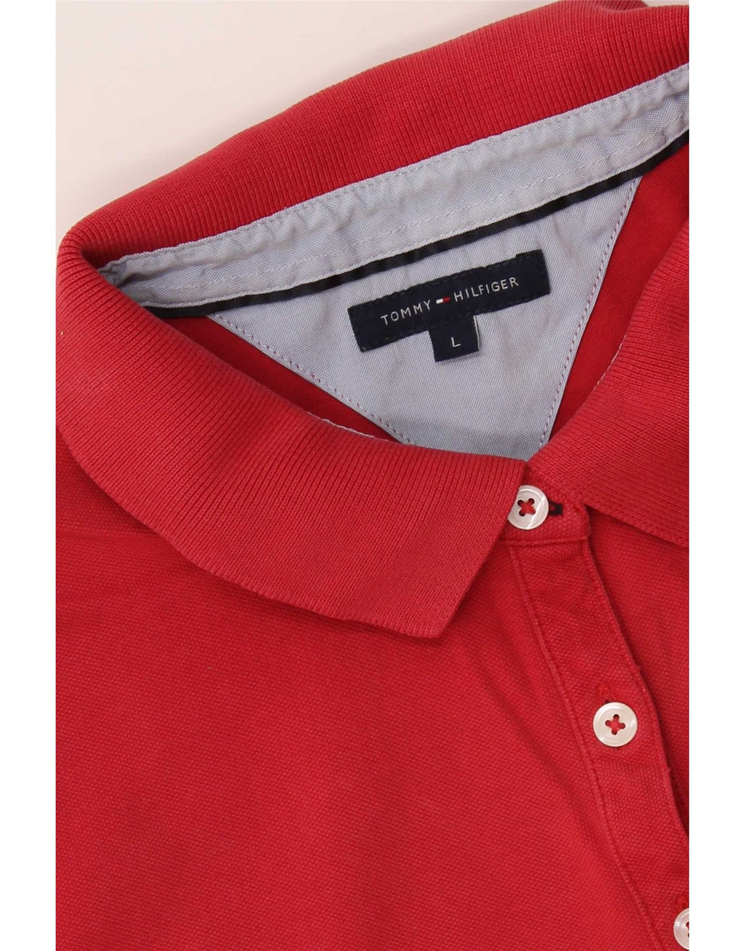 Camisa polo feminina Tommy Hilfiger UK 14 grande vermelha