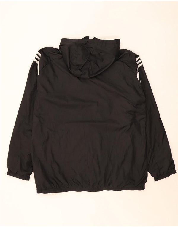 Adidas Mens Hooded Rain Jacket UK 42 XL Black Polyester