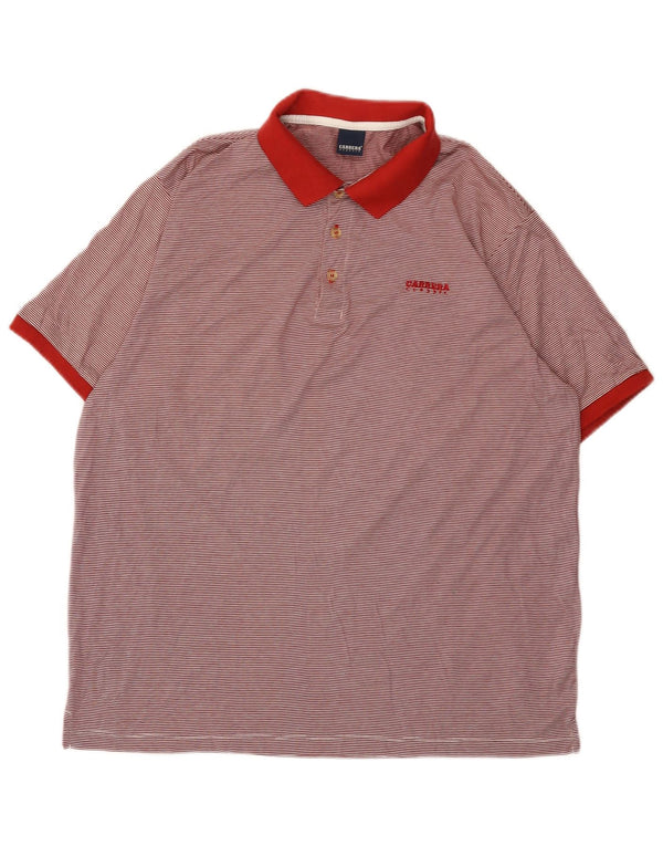 Camisa polo masculina Carrera 3XL algodão listrado vermelho
