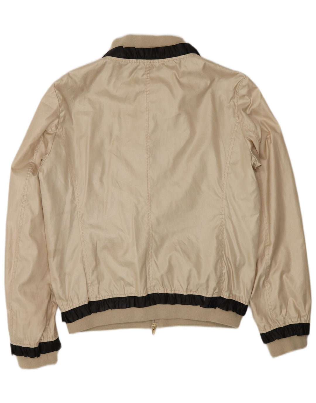 Jaqueta bomber feminina Moschino UK 14 grande poliéster colorblock dourado