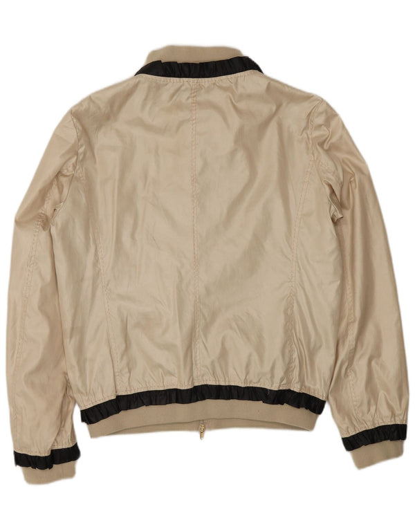 Jaqueta bomber feminina Moschino UK 14 grande poliéster colorblock dourado