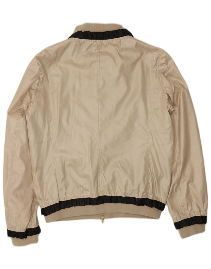 Jaqueta bomber feminina Moschino UK 14 grande poliéster colorblock dourado