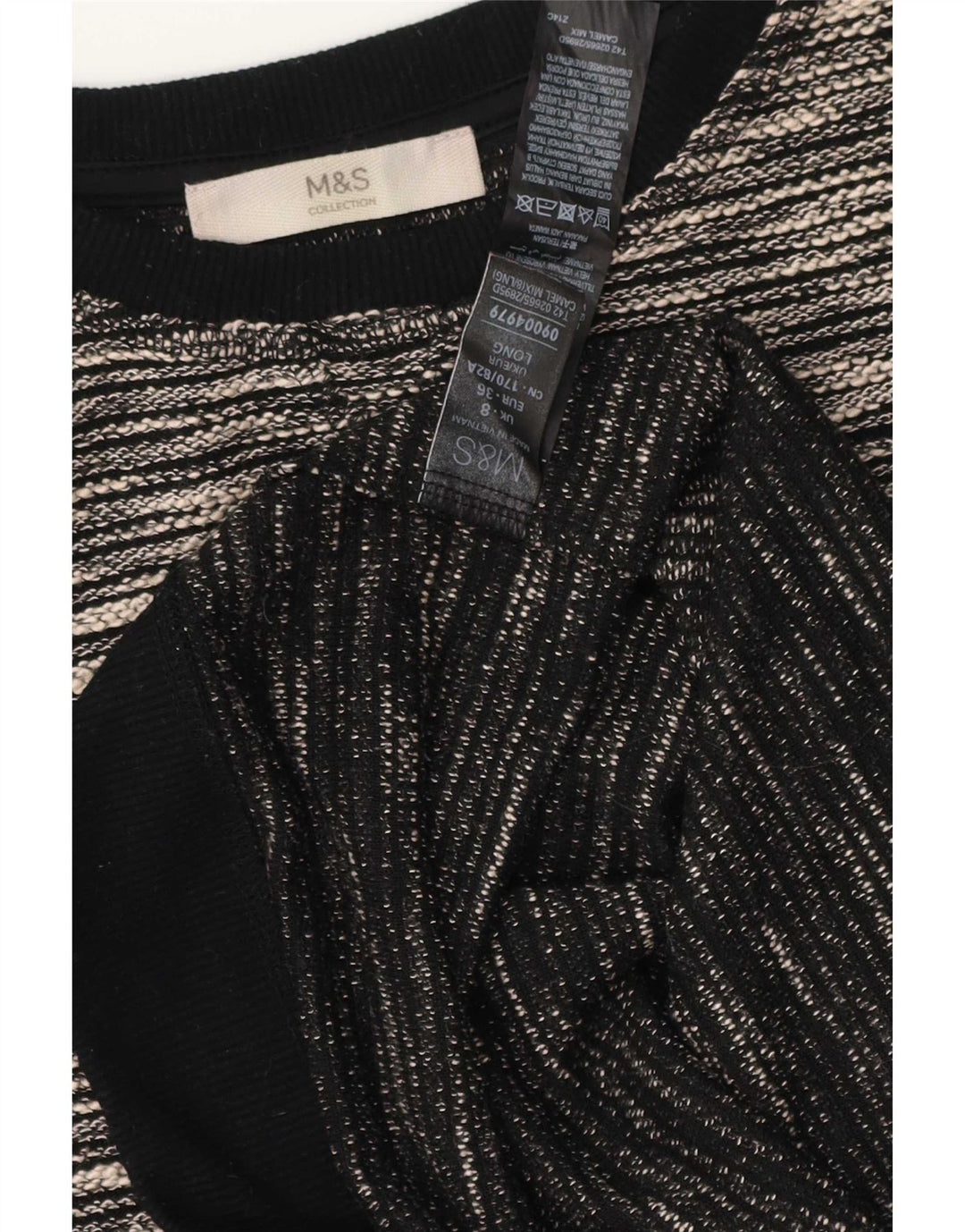 Vestido bainha feminino Marks & Spencer Reino Unido 8 poliéster manchado bege pequeno