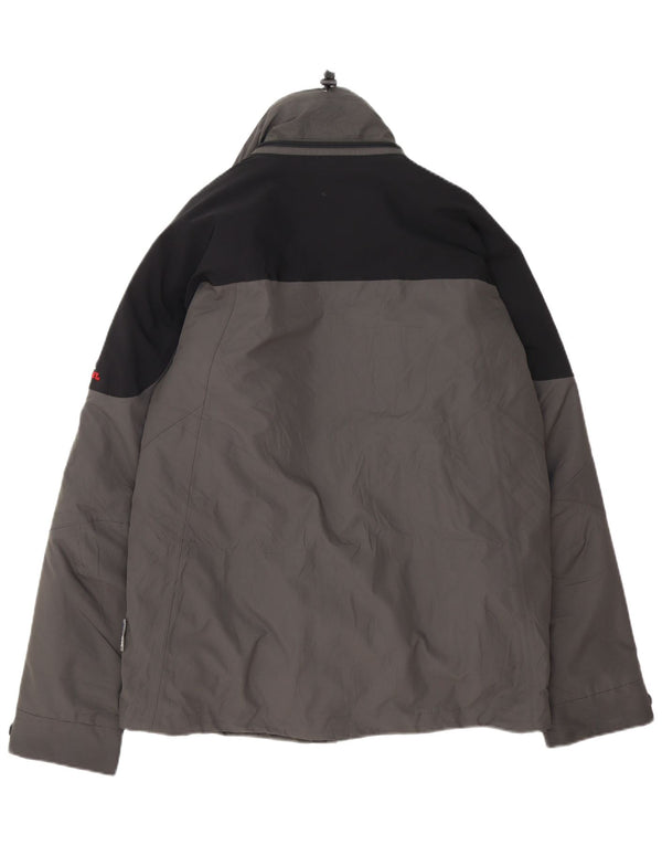 Jaqueta corta-vento masculina MC Kinley com capuz Reino Unido 38 bloco colorido cinza médio
