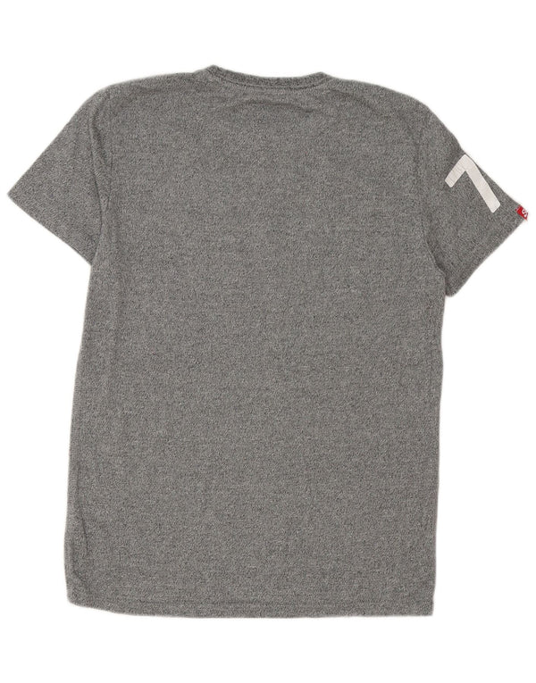 Camiseta gráfica masculina Superdry Top grande algodão cinza