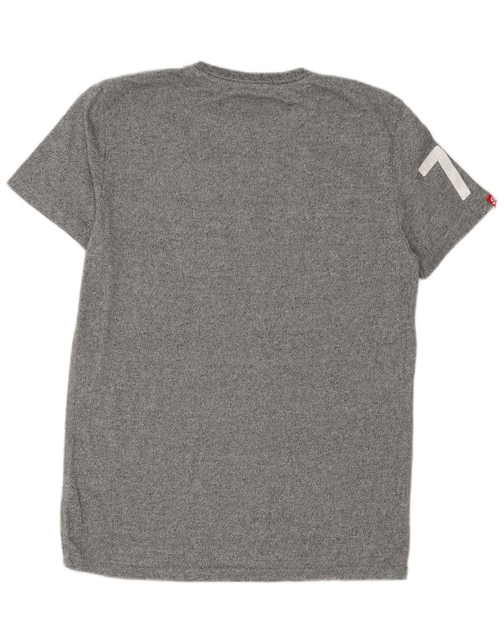 Camiseta gráfica masculina Superdry Top grande algodão cinza