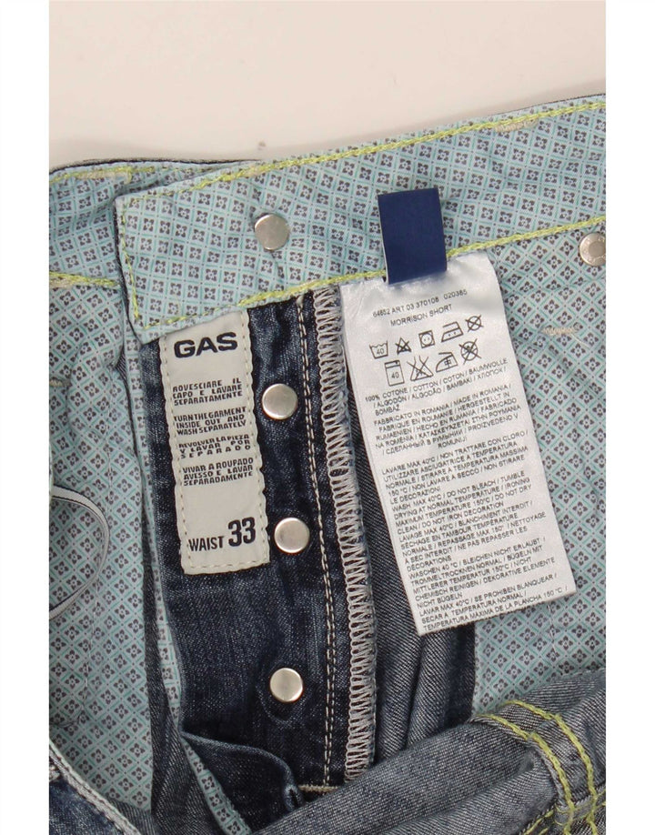 Shorts jeans masculino Gas W33 algodão azul médio
