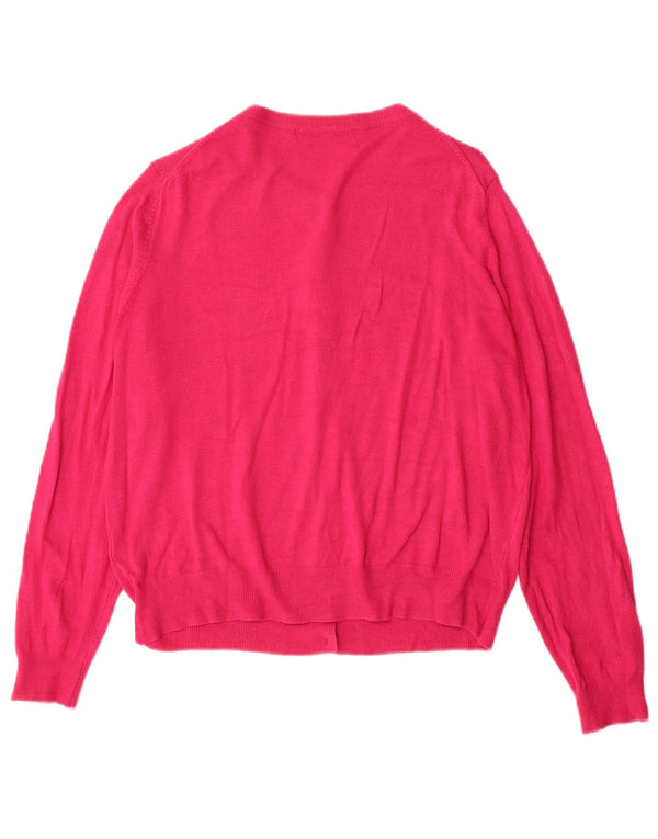 Suéter cardigã feminino Marks & Spencer UK 14 médio rosa viscose clássico