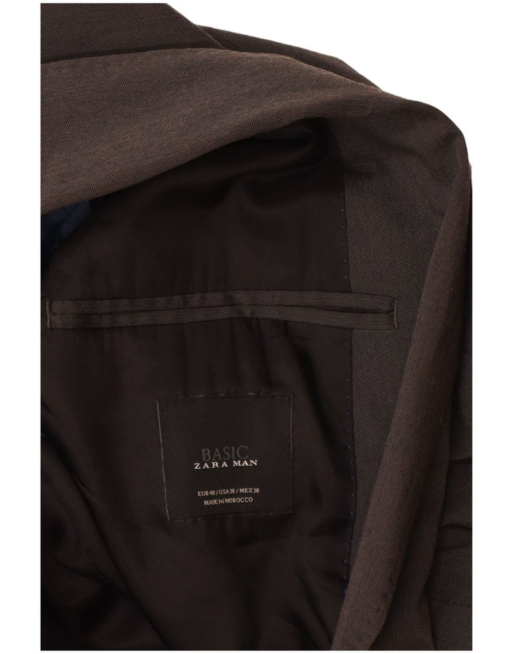 Jaqueta blazer masculina Zara com 2 botões EU 48 cinza médio