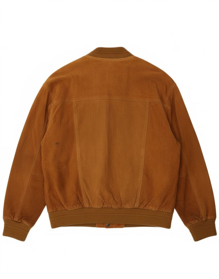 Jaqueta bomber masculina vintage de camurça IT 52 XL couro bege