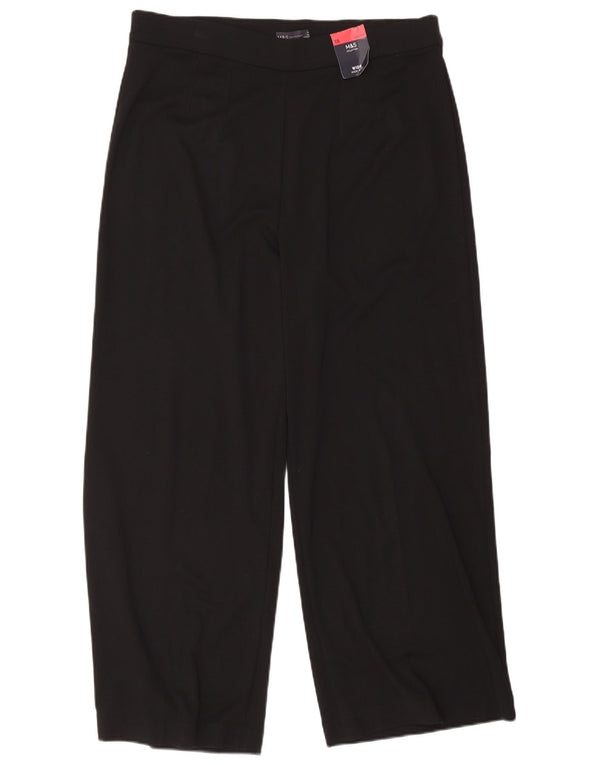 Calça casual feminina Marks & Spencer com perna larga UK 18 XL W38 L28 preta