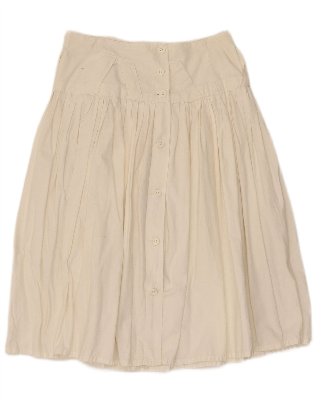 Saia plissada feminina vintage IT 44 médio W28 algodão branco