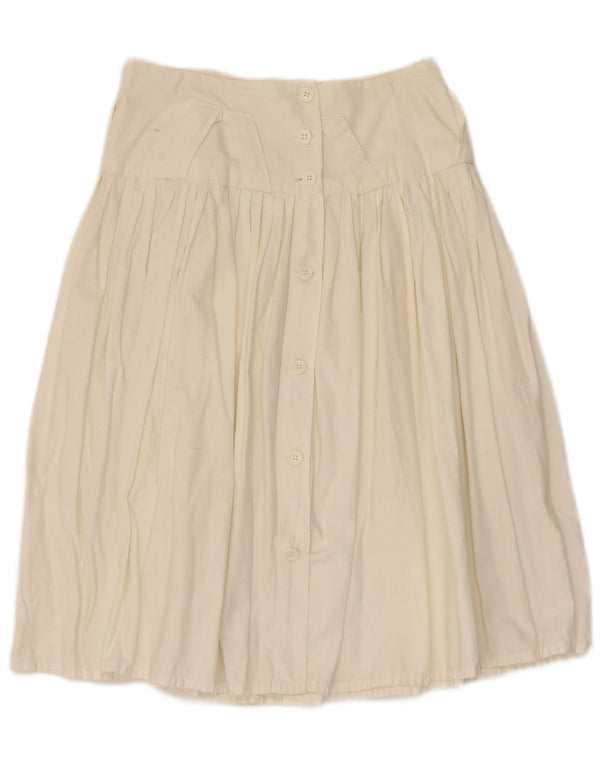 Saia plissada feminina vintage IT 44 médio W28 algodão branco