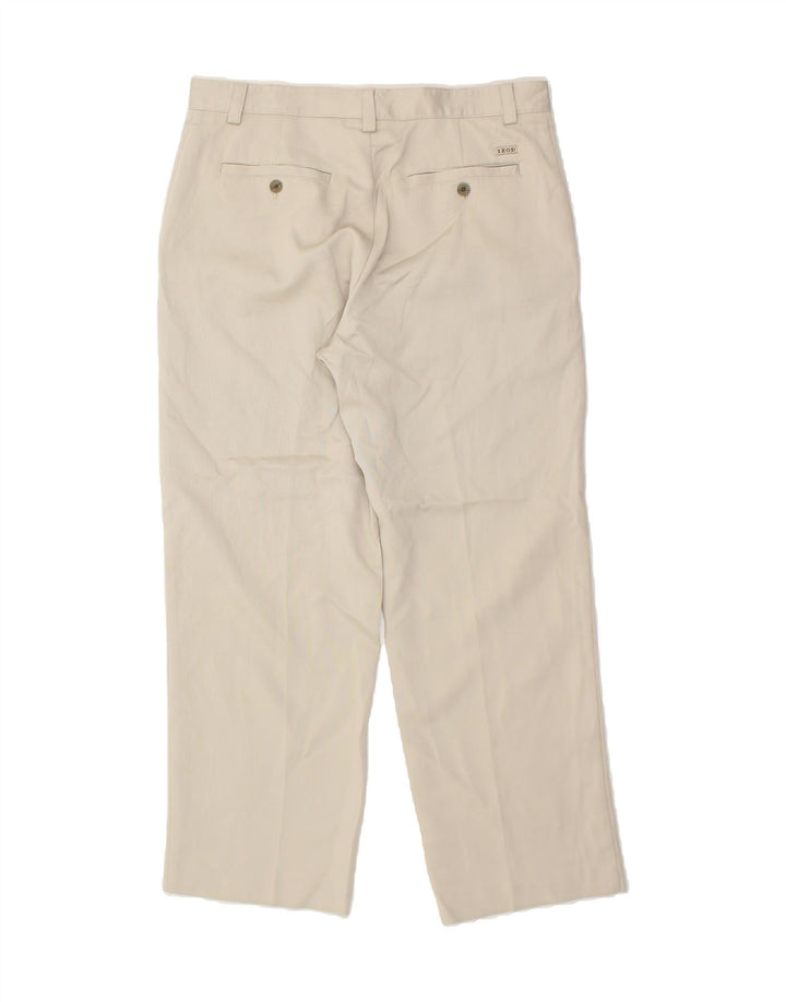 IZOD Mens Straight Chino Trousers W34 L29 Off White Polyester Vintage Izod and Second-Hand Izod from Messina Hembry 