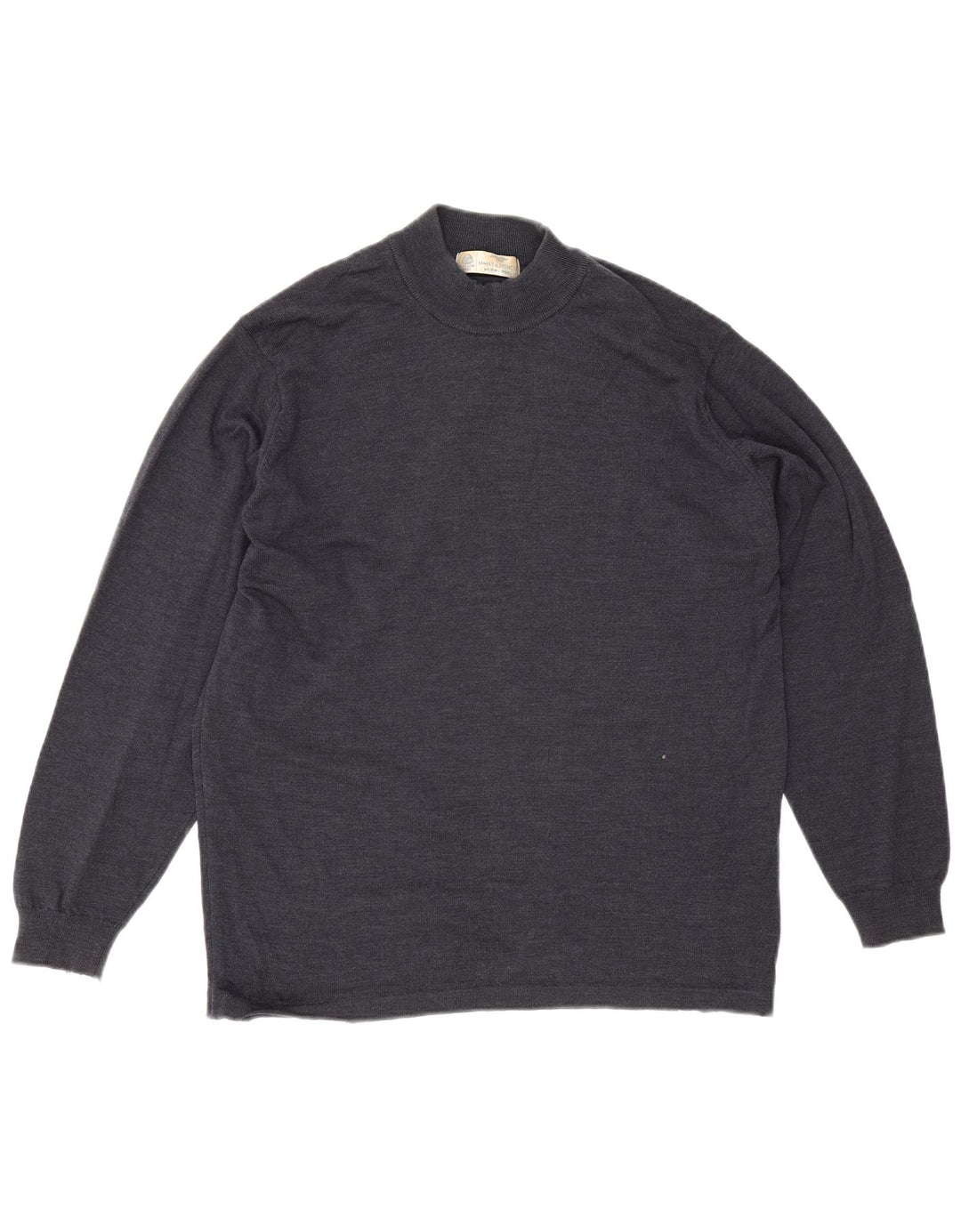 Suéter masculino Marks & Spencer com gola tartaruga grande lã merino azul marinho