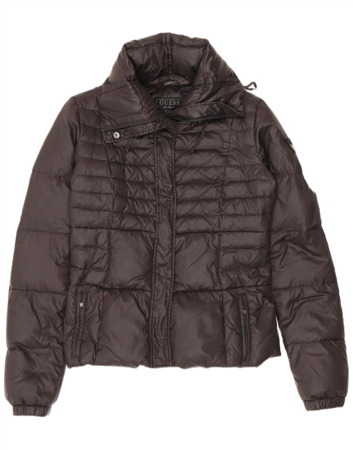 Jaqueta acolchoada feminina Guess UK 8 pequena preta de nylon