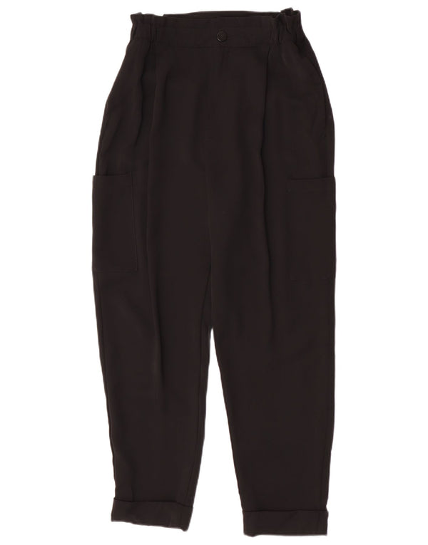 Calça cargo feminina Zara cintura alta solta ajuste UE 36 XS W26 L25 preta