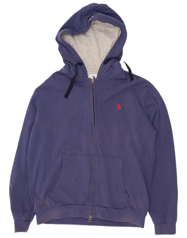 US Polo Assn. Suéter masculino com capuz e zíper regular 2XL algodão azul