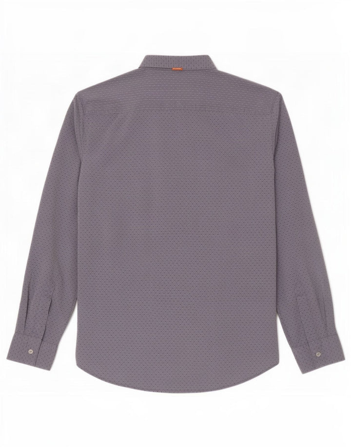 Camisa masculina Hugo Boss grande algodão manchado cinza