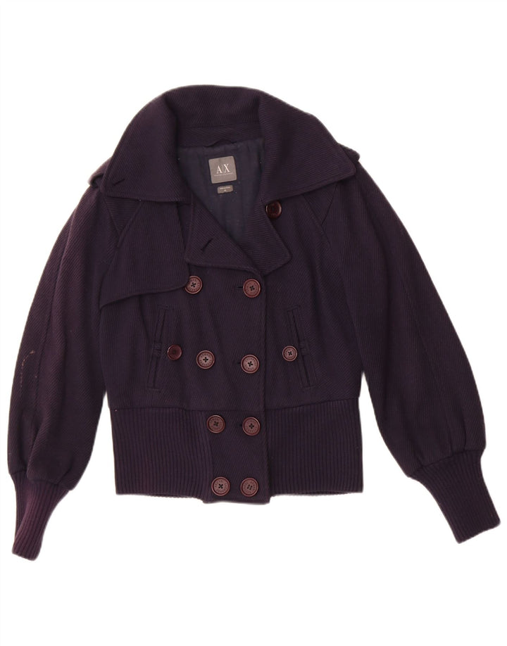 Jaqueta bomber feminina Armani Exchange com peito duplo UK 6 XS azul marinho
