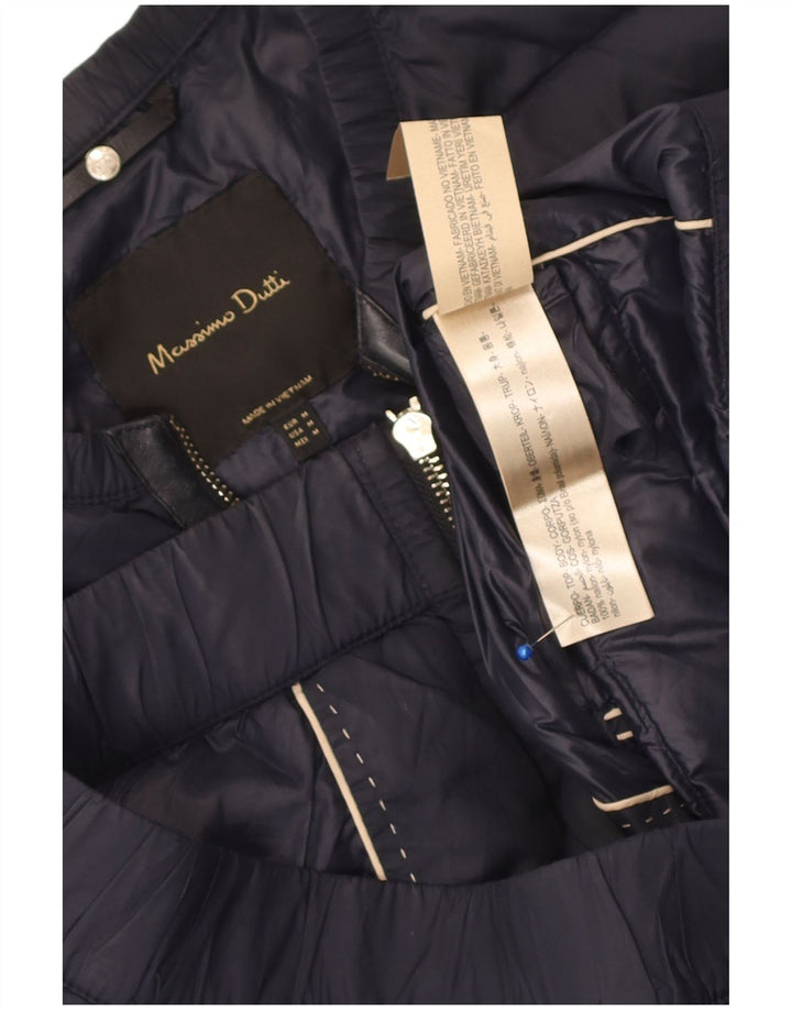 Jaqueta acolchoada feminina Massimo Dutti UK 14 médio azul marinho nylon