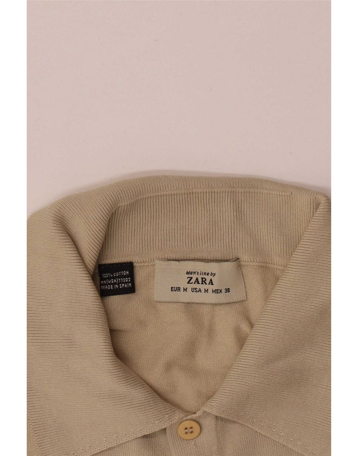 Camisa polo masculina Zara algodão bege médio