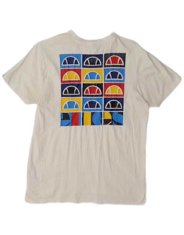Camiseta feminina Ellesse com estampa gráfica UK 14 algodão branco médio