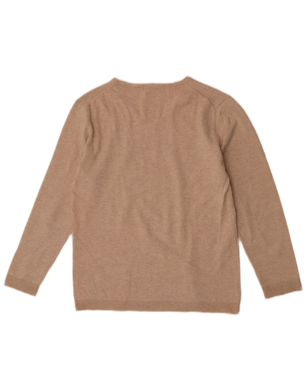 Suéter Zara Boys com decote em V 11-12 anos bege manchado
