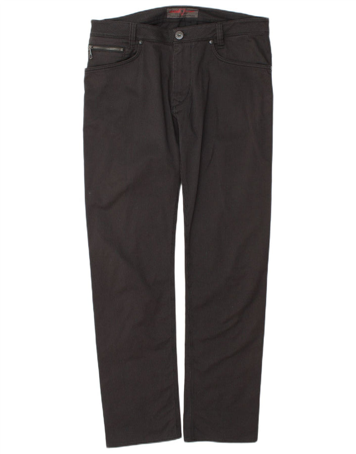 Guess Mens Straight Jeans W33 L32 Preto Listrado Algodão