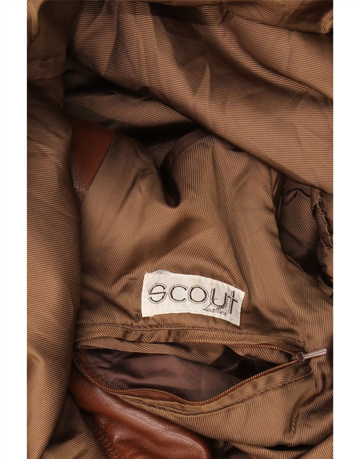 Jaqueta de couro masculina Scout UK 40 grande marrom
