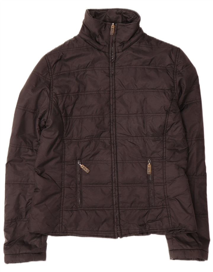 Jaqueta acolchoada feminina Zara UK 16 grande nylon preto