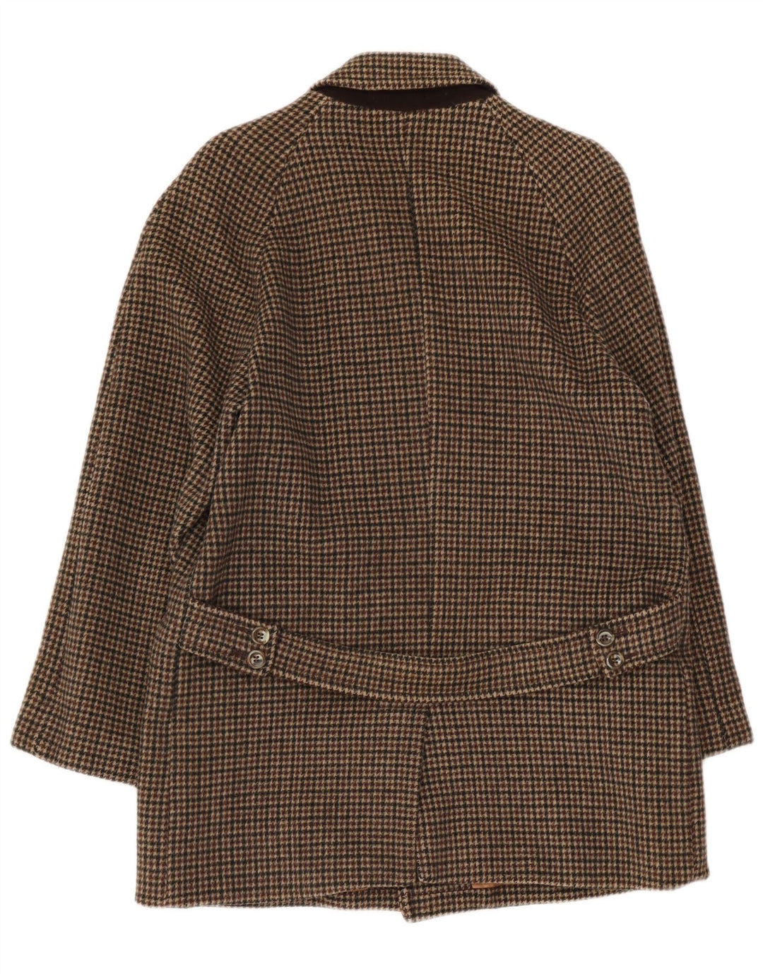 Sobretudo masculino vintage Reino Unido 36 pequeno houndstooth marrom