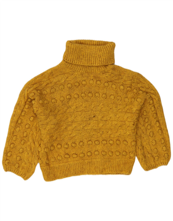 Suéter feminino Marks & SPENCER com gola alta e gola redonda Reino Unido 10 pequeno amarelo