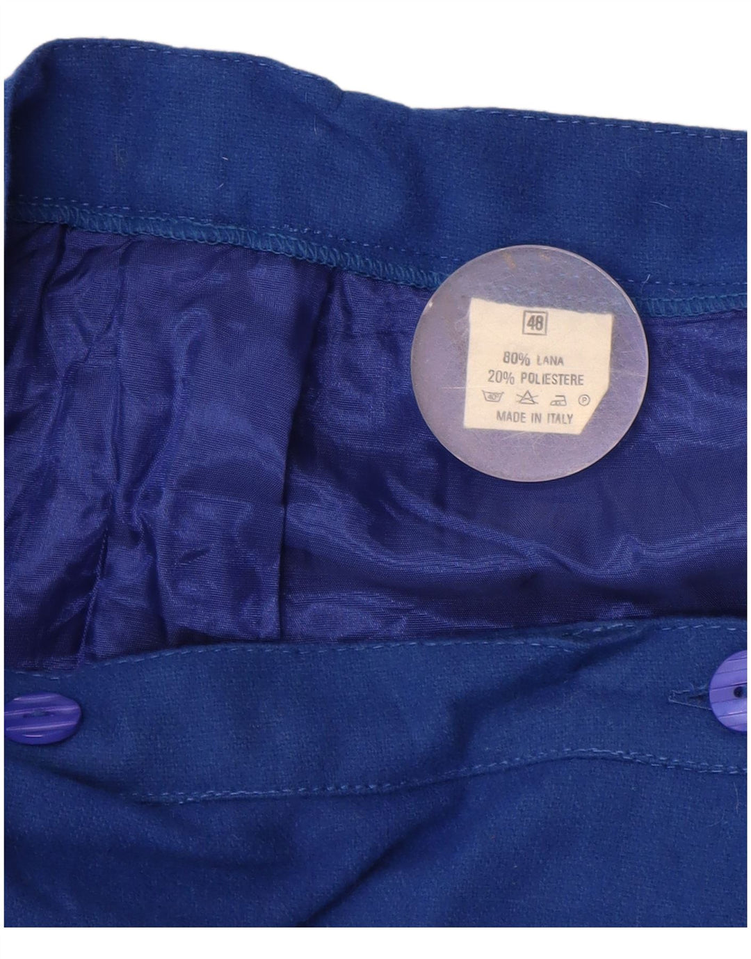 Saia feminina vintage IT 48 XL W38 azul floral lã