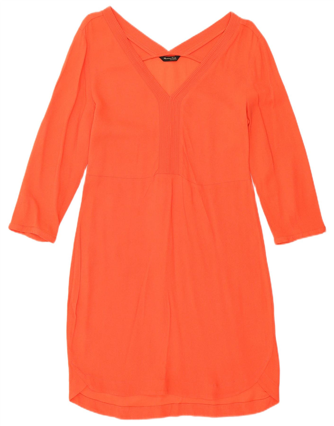 Vestido feminino Massimo Dutti manga 3/4 com bainha UK 8 pequeno laranja