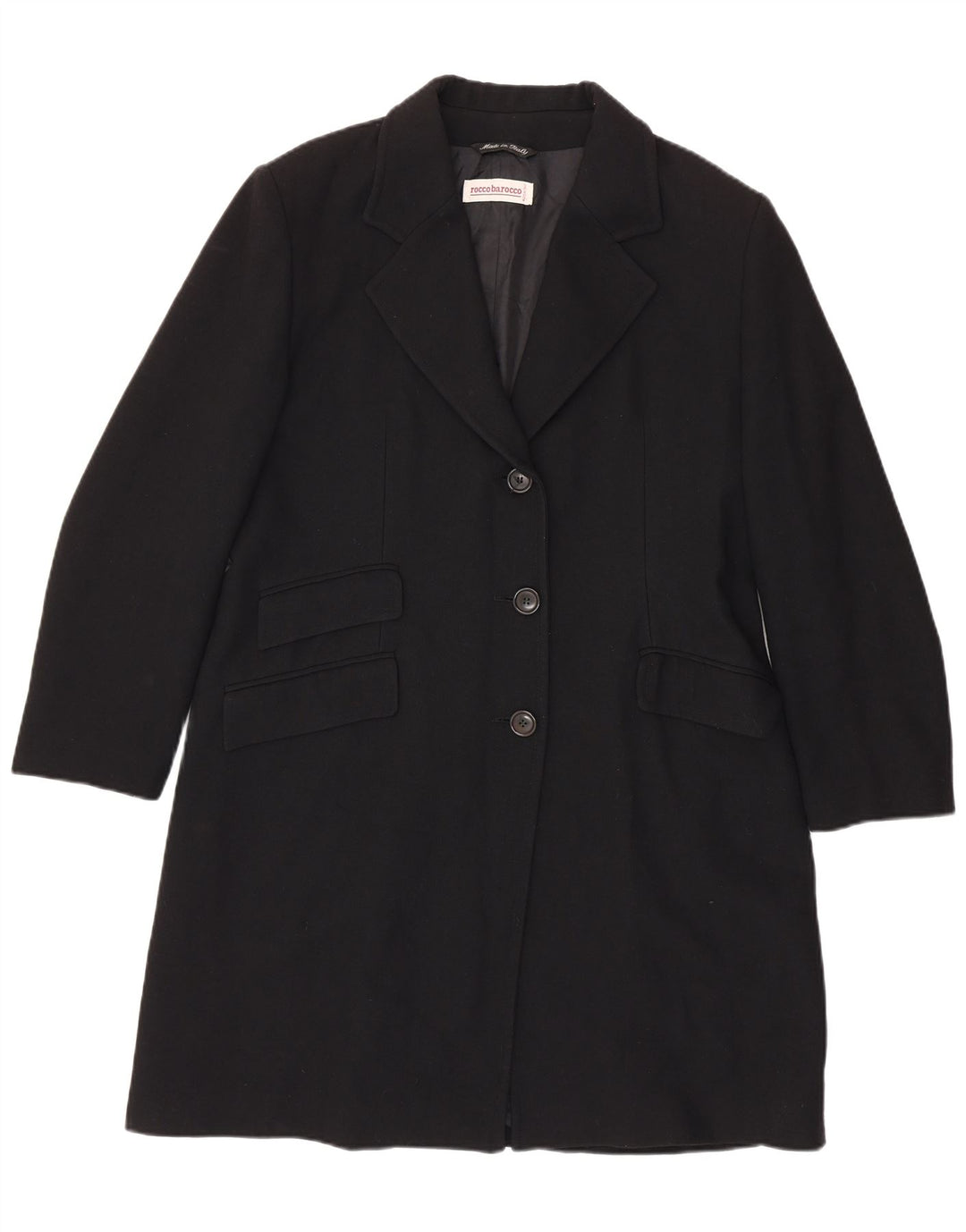 Jaqueta blazer feminina Roccobarocco Longline com 3 botões Reino Unido 16 grande preta