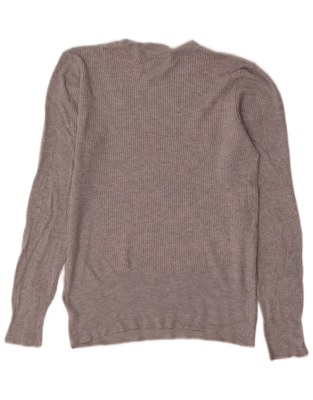 Suéter feminino Marks & Spencer com gola redonda Reino Unido 12 viscose cinza médio