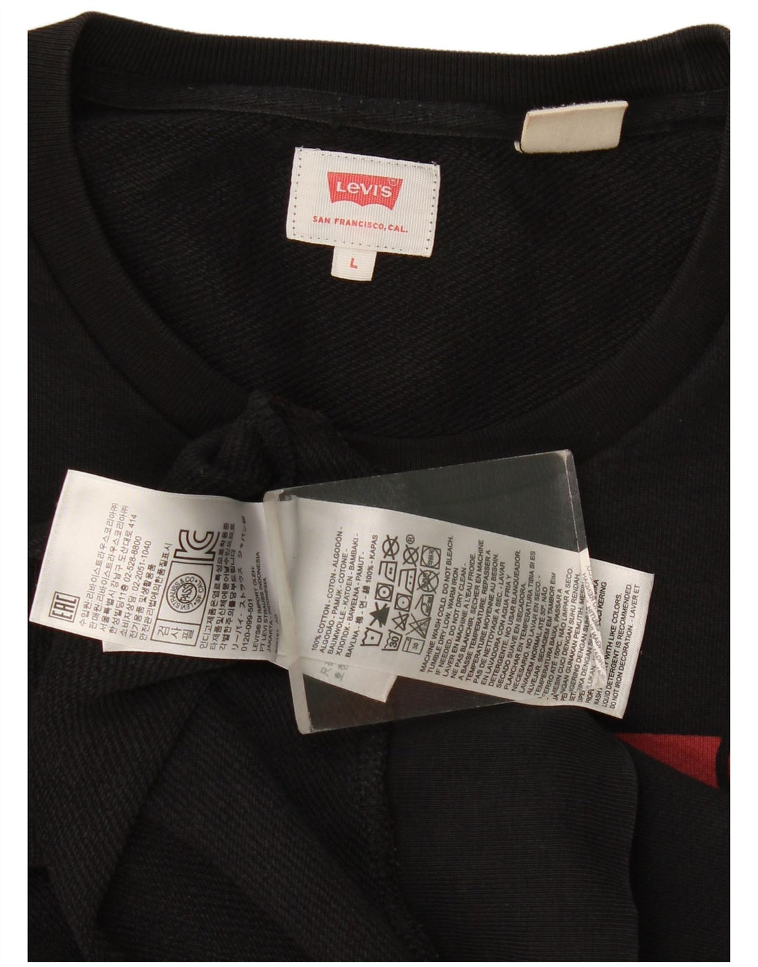 Levi's moletom gráfico masculino jumper grande algodão preto