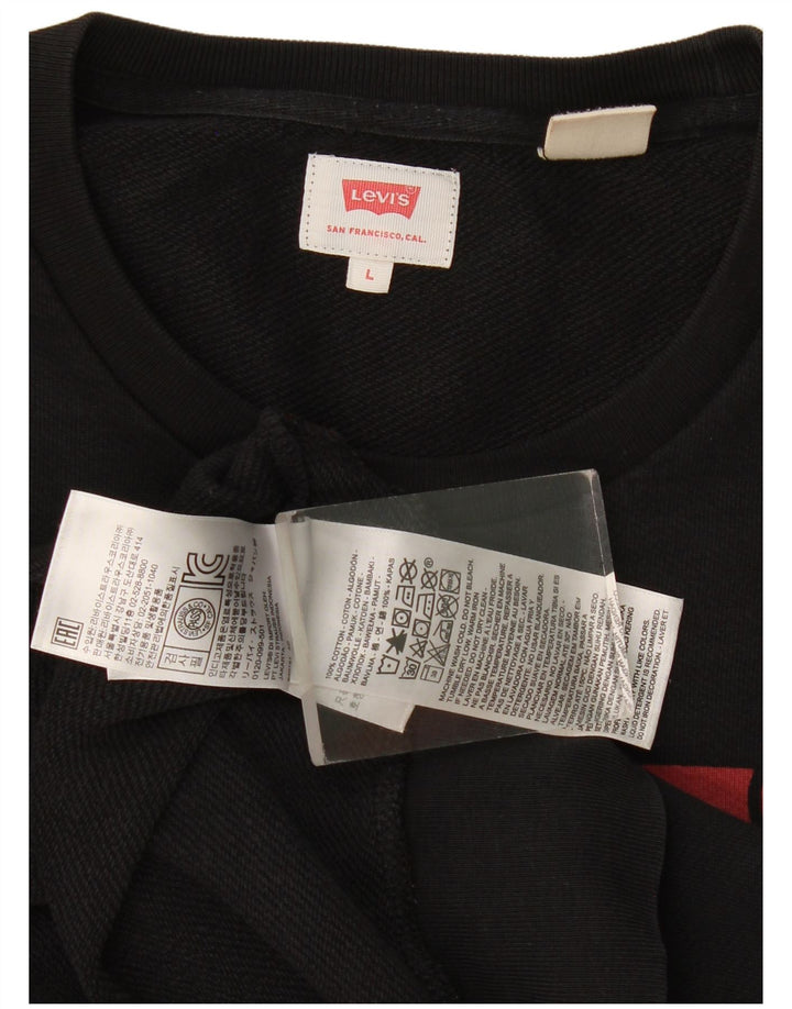 Levi's moletom gráfico masculino jumper grande algodão preto
