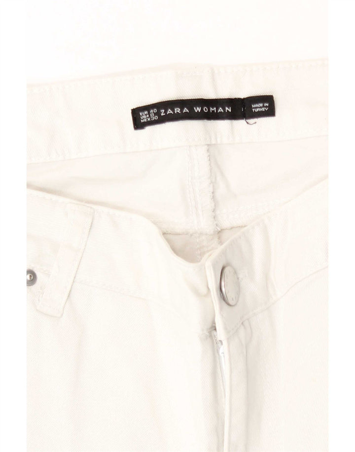 Calça jeans reta feminina Zara EU 40 médio W30 L30 algodão branco