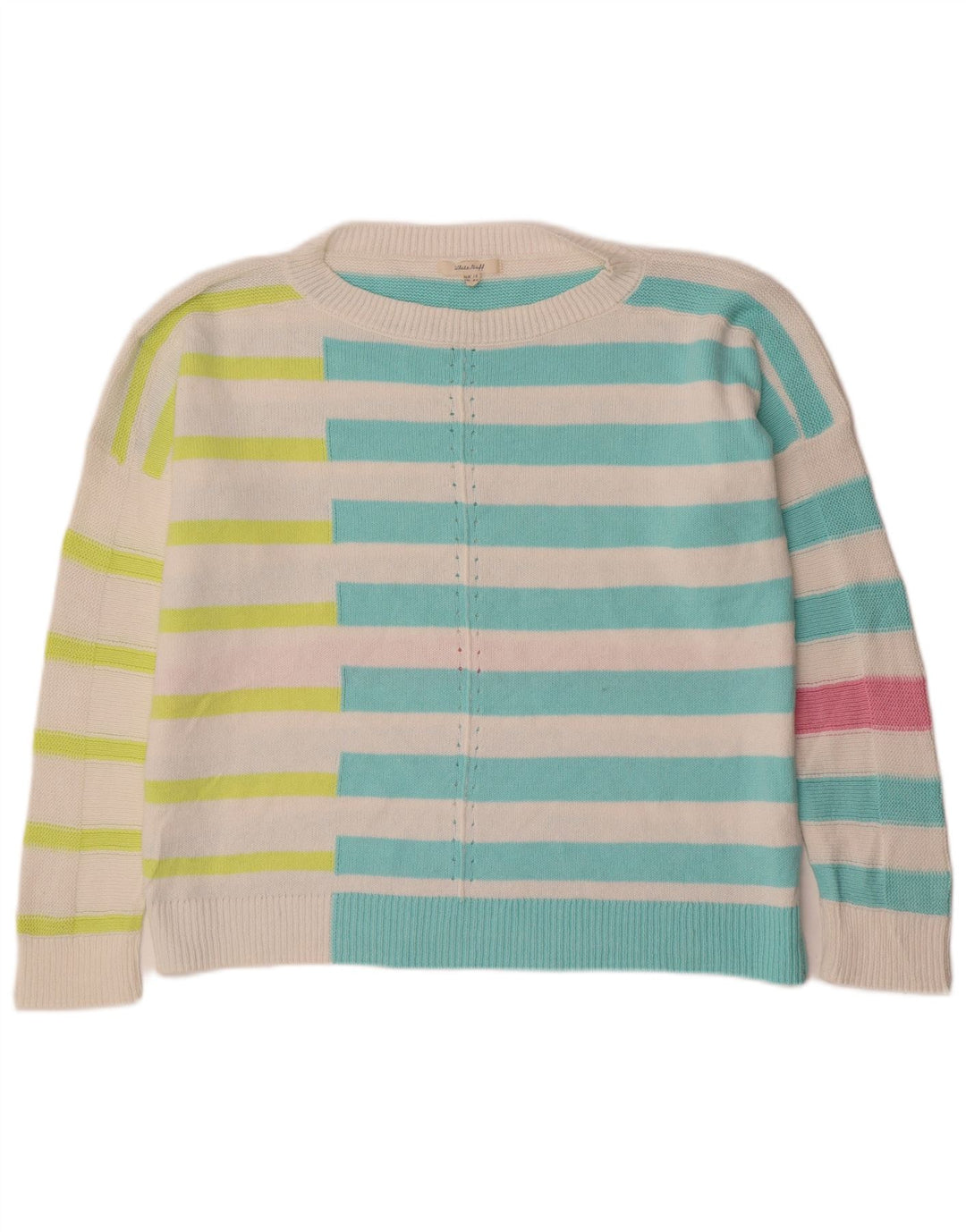 Suéter feminino com gola canoa White Stuff Reino Unido 16 grande multicolorido